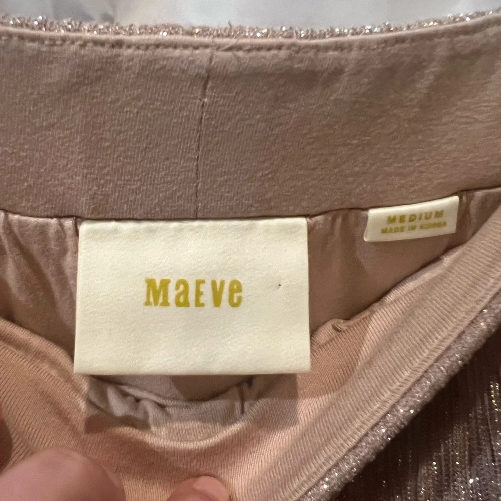 ANTHROPOLOGIE MAEVE METALLIC ROSE GOLD PLEATED ACCORDION MIDI - Size - Medium